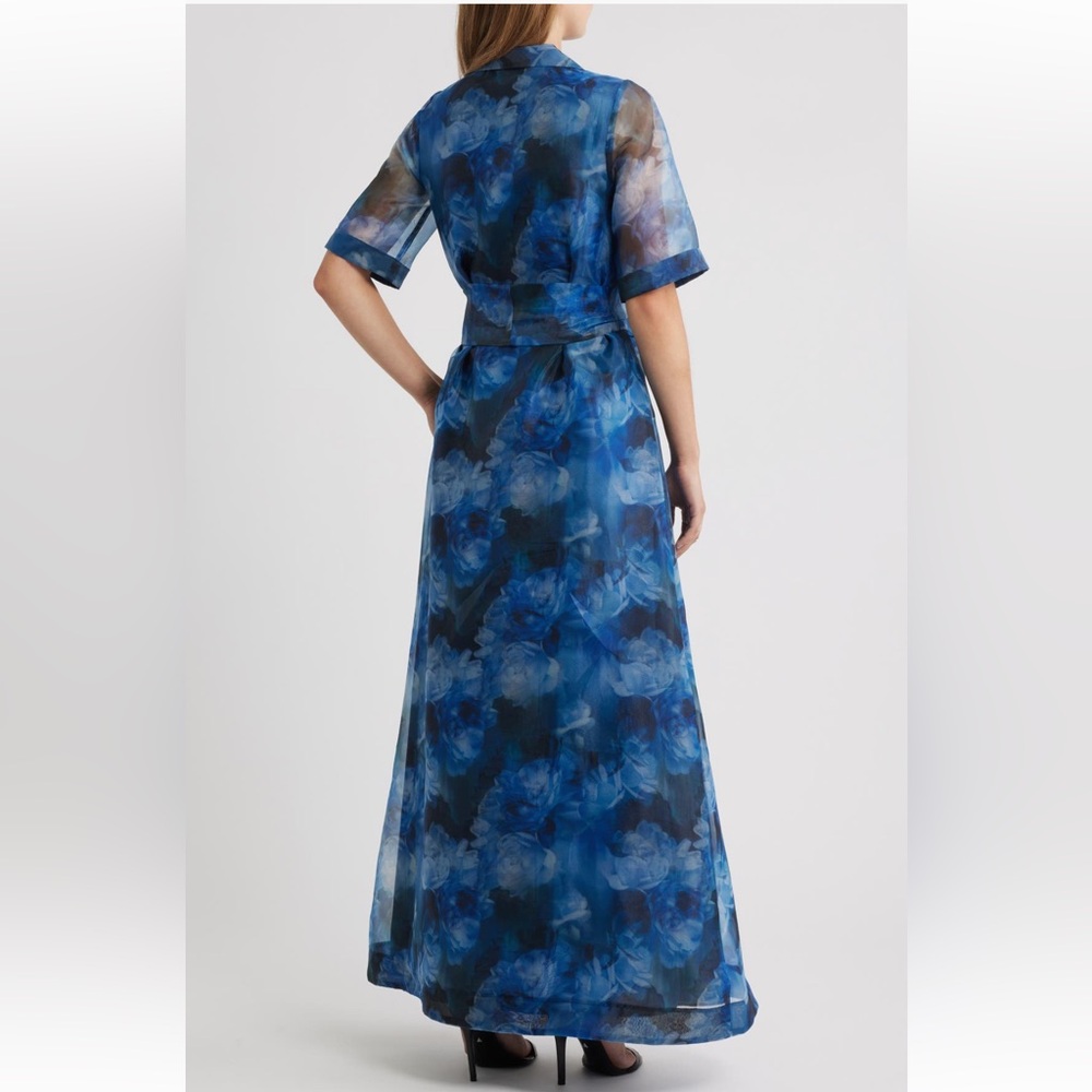 Julia Jordan Tie Belt Organza Short Sleeve Maxi Cocktail Dress 6 - Picture 2 of 9